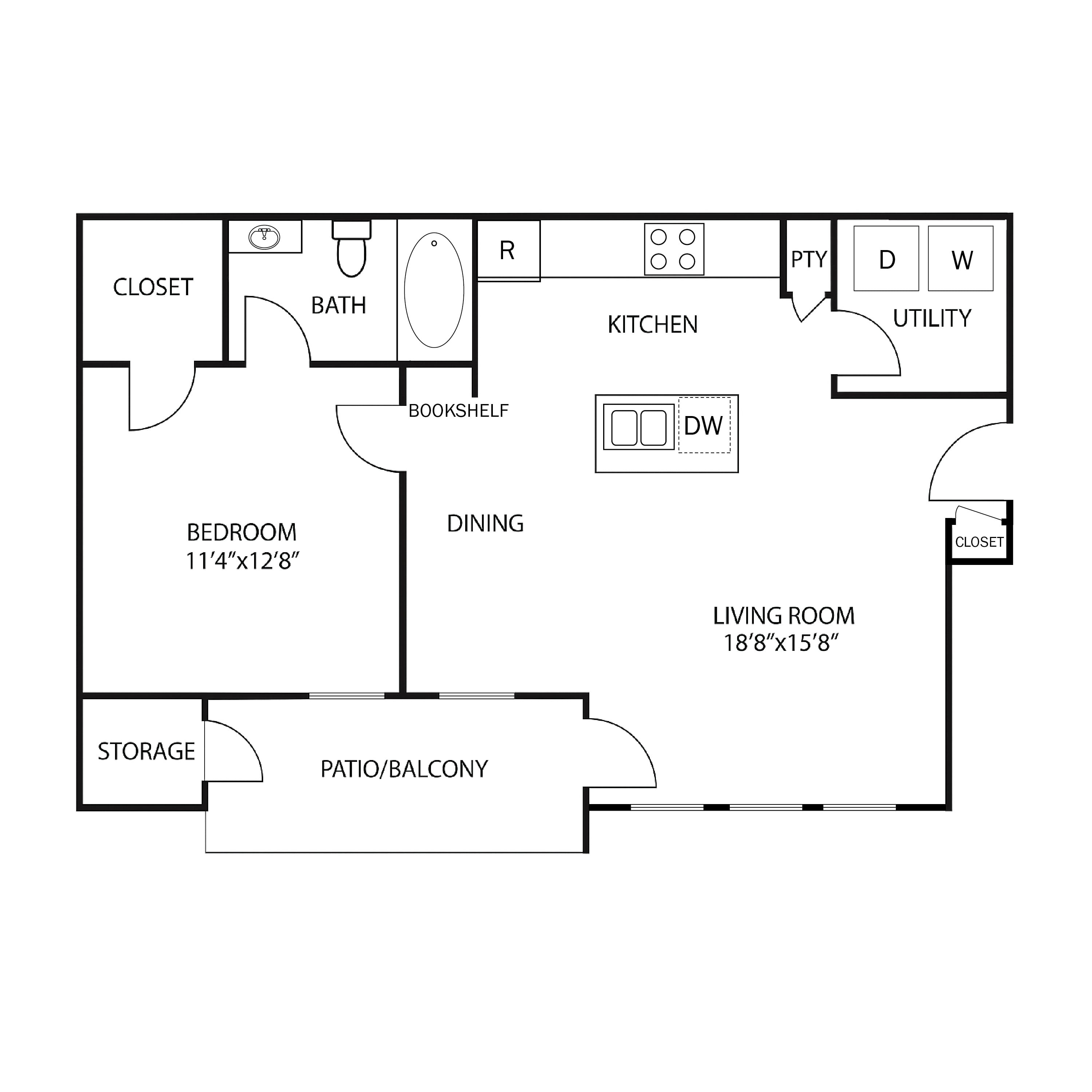 Floor plan layout diagram for 1A